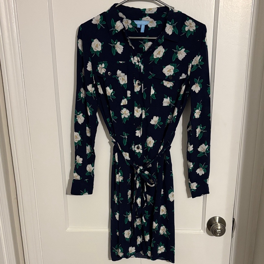 Draper James Navy Floral Long Sleeve Dress